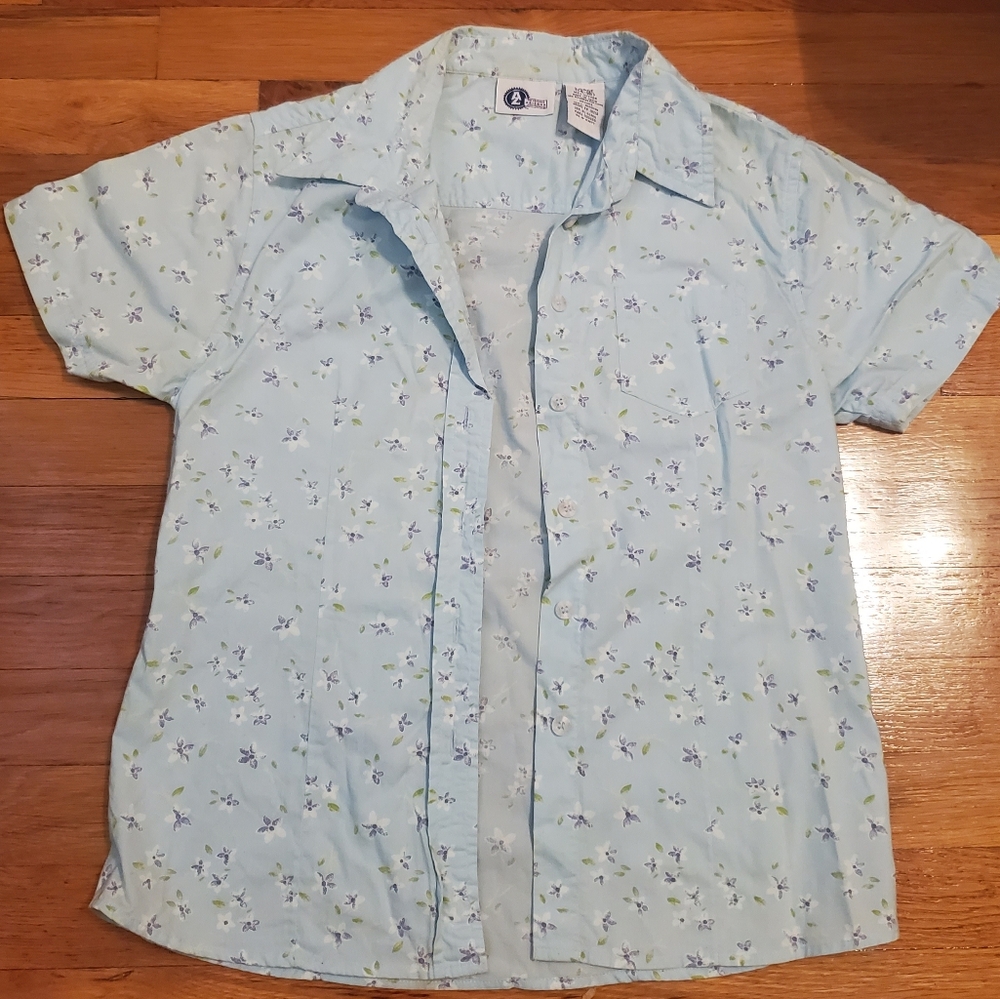 Arizona Jean Company Blue Floral Button Down Shirt